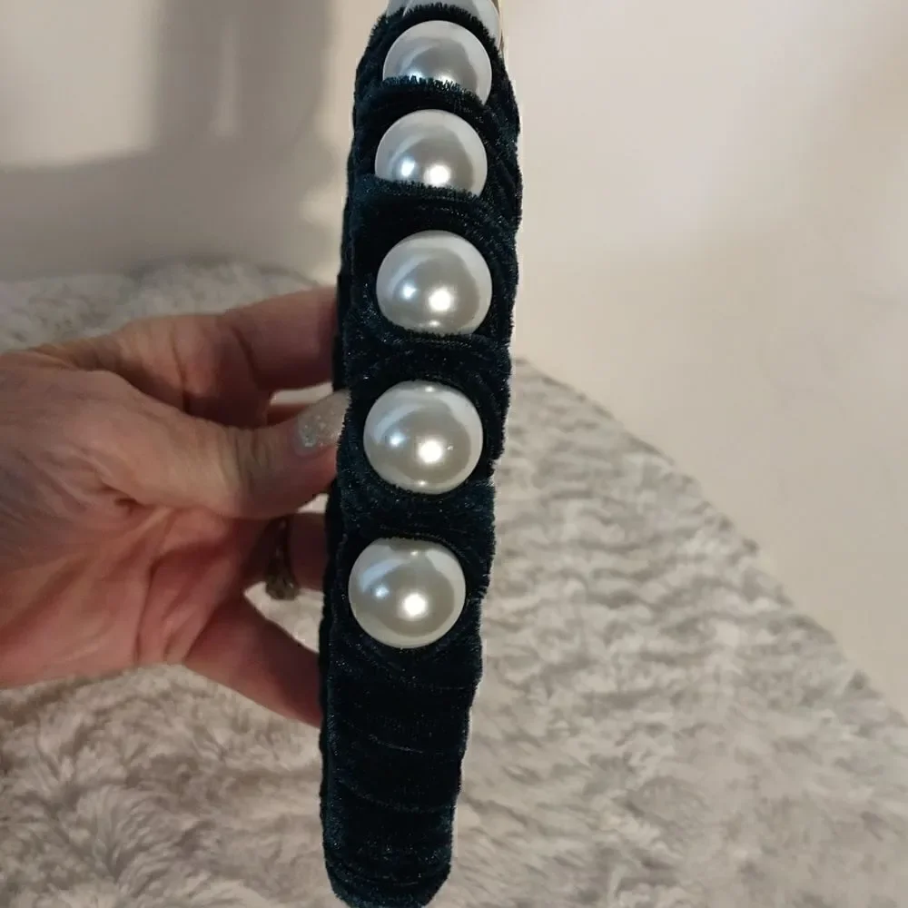 Dark Green With Large Pearl Headband